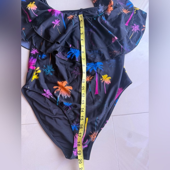Infamous Swim Colorful Floral Swimsuit palm trees stamped size XL - Picture 10 of 16